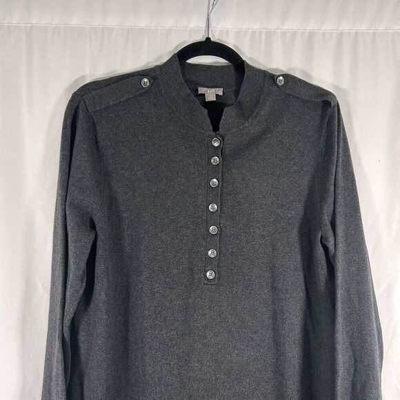 J Jill Sweater Dress Women's Large Petite Grey Long Sleeve Crew Neck Silk Blend - Picture 2 of 7